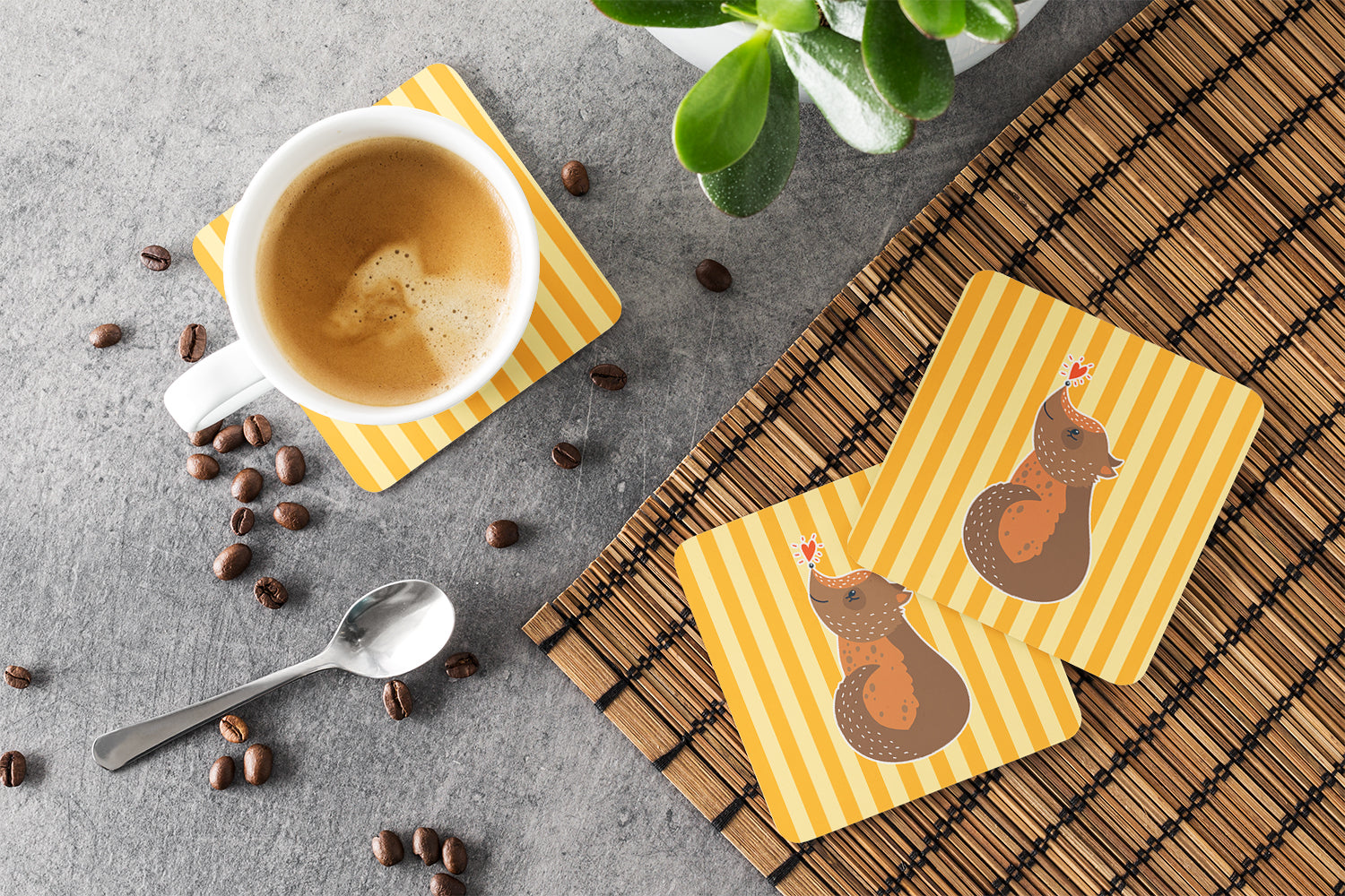 Opossum Love Foam Coasters Set of 4 Cup Coasters for Indoor Outdoor, Tabletop Protection, Anti Slip, Mouse pad Material