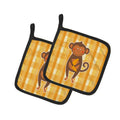 Monkey Business Pot Holder Set of 2 Heat Resistant Quilted Hot Pads 7.5 x 7.5 Inch, Insulated Kitchen Trivets for Cooking & Baking