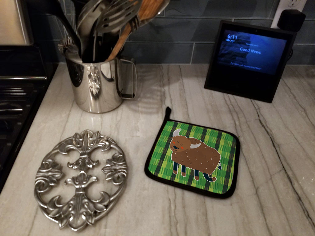 Bull Pot Holder Set of 2 Heat Resistant Quilted Hot Pads 7.5 x 7.5 Inch, Insulated Kitchen Trivets for Cooking & Baking