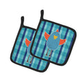Blue Chicken Pot Holder Set of 2 Heat Resistant Quilted Hot Pads 7.5 x 7.5 Inch, Insulated Kitchen Trivets for Cooking & Baking