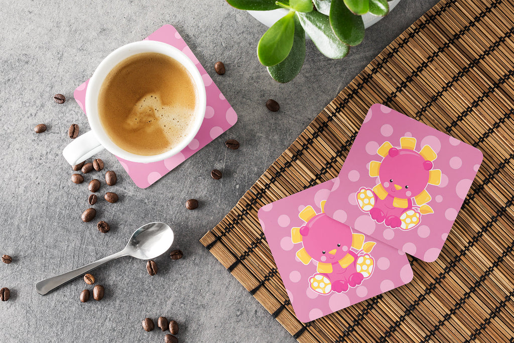 Girl Lion Foam Coasters Set of 4 Cup Coasters for Indoor Outdoor, Tabletop Protection, Anti Slip, Mouse pad Material