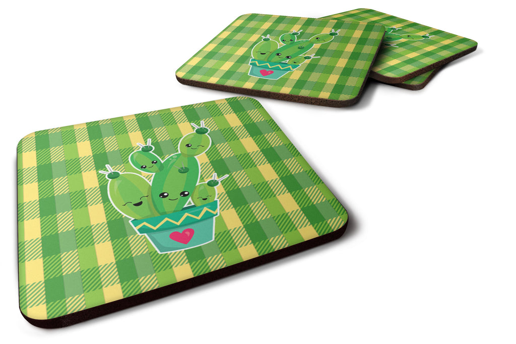 Cactus Striped Plaid Foam Coasters Set of 4 Cup Coasters for Indoor Outdoor, Tabletop Protection, Anti Slip, Mouse pad Material