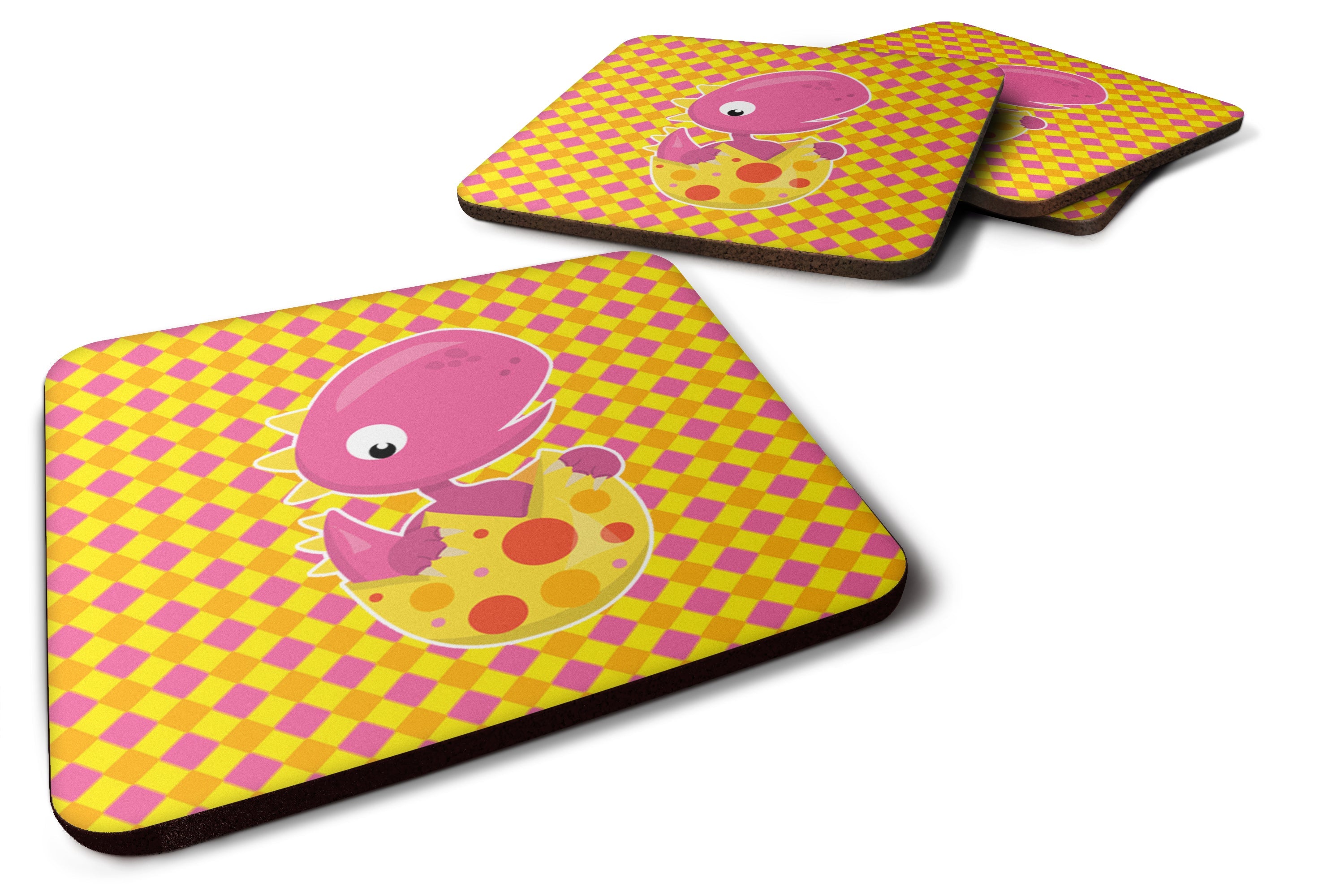 Baby T-Rex Dinosaur Hatching Foam Coasters Set of 4 Cup Coasters for Indoor Outdoor, Tabletop Protection, Anti Slip, Mouse pad Material