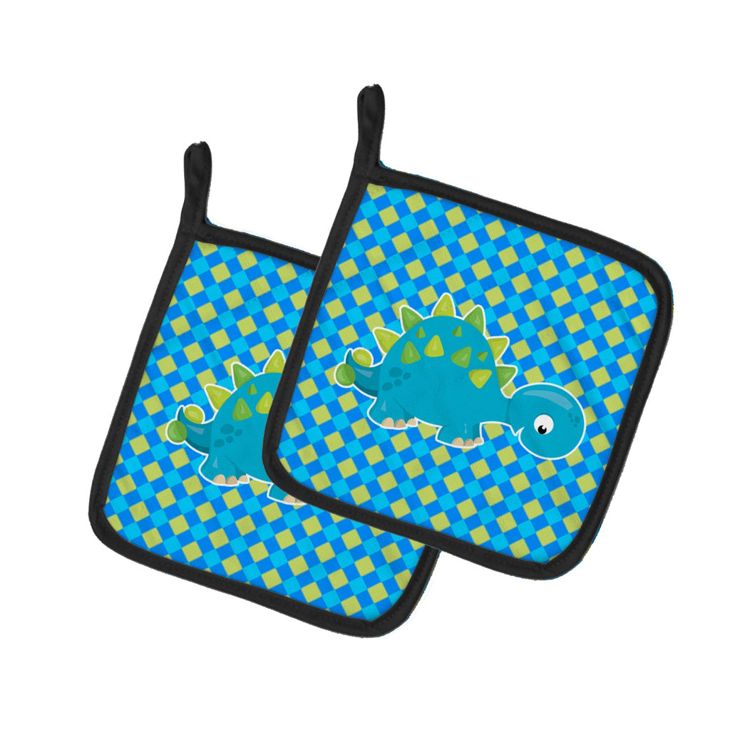 Stegosaurus Dinosaur Pot Holder Set of 2 Heat Resistant Quilted Hot Pads 7.5 x 7.5 Inch, Insulated Kitchen Trivets for Cooking & Baking