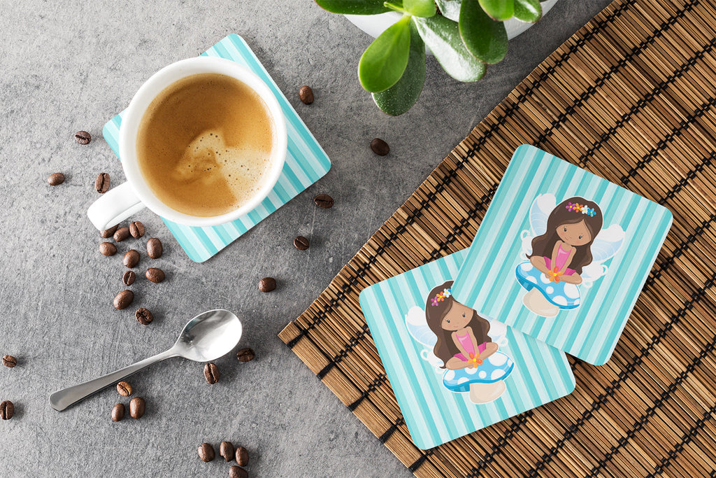 Fairy on Mushroom Foam Coasters Set of 4 Cup Coasters for Indoor Outdoor, Tabletop Protection, Anti Slip, Mouse pad Material