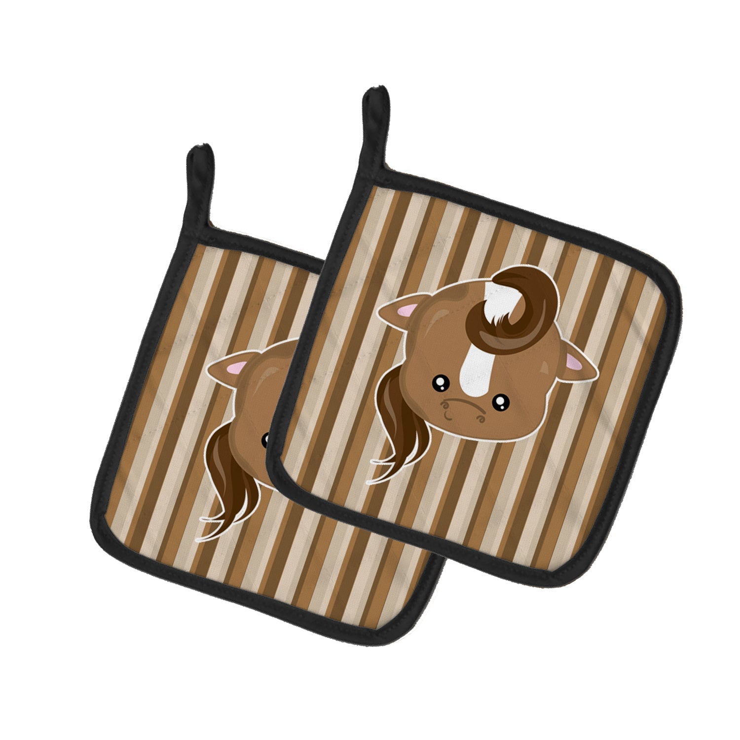 Horse Face Pot Holder Set of 2 Heat Resistant Quilted Hot Pads 7.5 x 7.5 Inch, Insulated Kitchen Trivets for Cooking & Baking