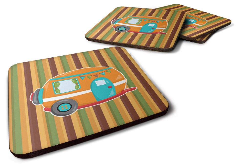 Retro Camper Foam Coasters Set of 4 Cup Coasters for Indoor Outdoor, Tabletop Protection, Anti Slip, Mouse pad Material