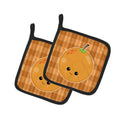 Orange Face Pot Holder Set of 2 Heat Resistant Quilted Hot Pads 7.5 x 7.5 Inch, Insulated Kitchen Trivets for Cooking & Baking