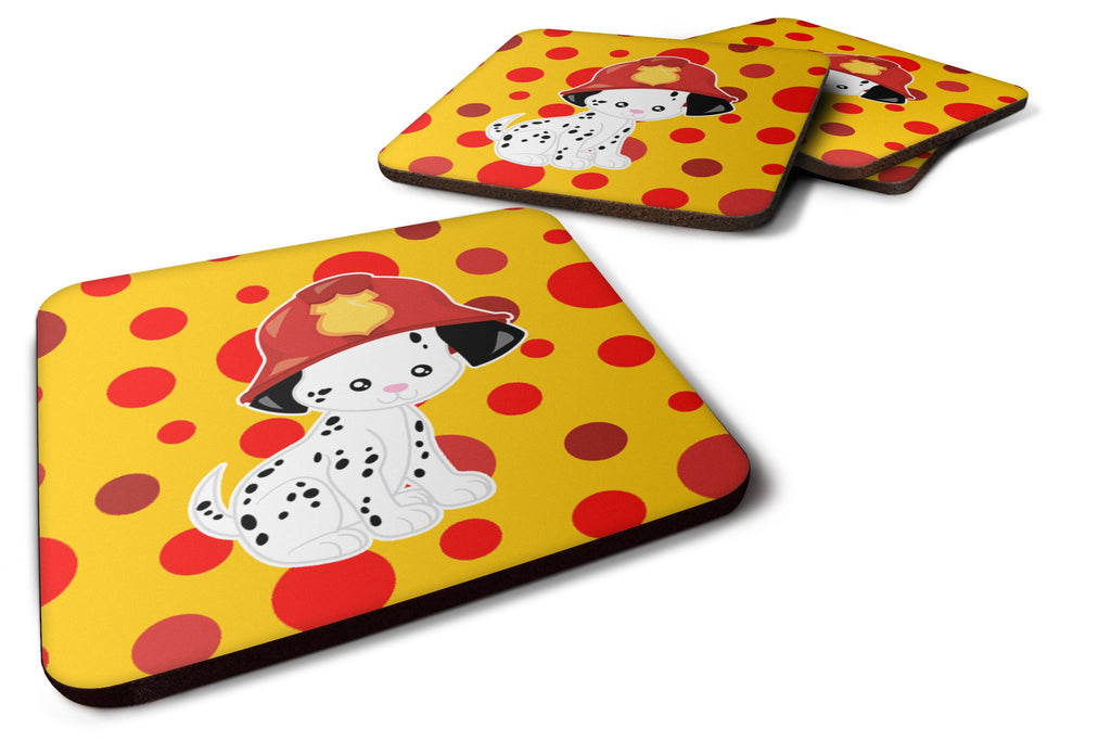 Fireman Dalmatian Puppy Foam Coasters Set of 4 Cup Coasters for Indoor Outdoor, Tabletop Protection, Anti Slip, Mouse pad Material