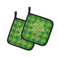 Palm Tree Pot Holder Set of 2 Heat Resistant Quilted Hot Pads 7.5 x 7.5 Inch, Insulated Kitchen Trivets for Cooking & Baking