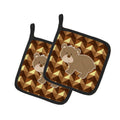 Bear Pot Holder Set of 2 Heat Resistant Quilted Hot Pads 7.5 x 7.5 Inch, Insulated Kitchen Trivets for Cooking & Baking