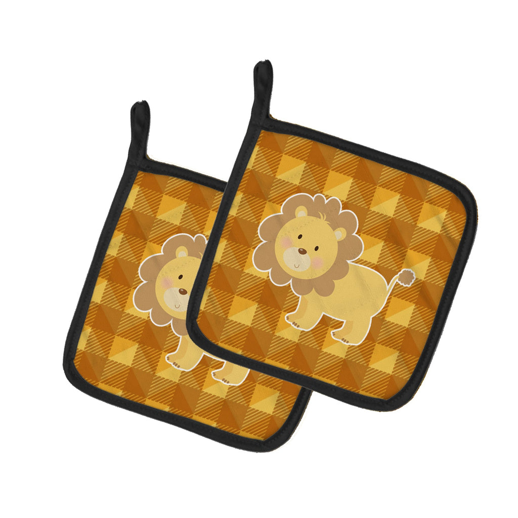 Lion Pot Holder Set of 2 Heat Resistant Quilted Hot Pads 7.5 x 7.5 Inch, Insulated Kitchen Trivets for Cooking & Baking