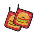 Hamburger Face Pot Holder Set of 2 Heat Resistant Quilted Hot Pads 7.5 x 7.5 Inch, Insulated Kitchen Trivets for Cooking & Baking