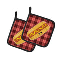 Hot Dog Face Pot Holder Set of 2 Heat Resistant Quilted Hot Pads 7.5 x 7.5 Inch, Insulated Kitchen Trivets for Cooking & Baking