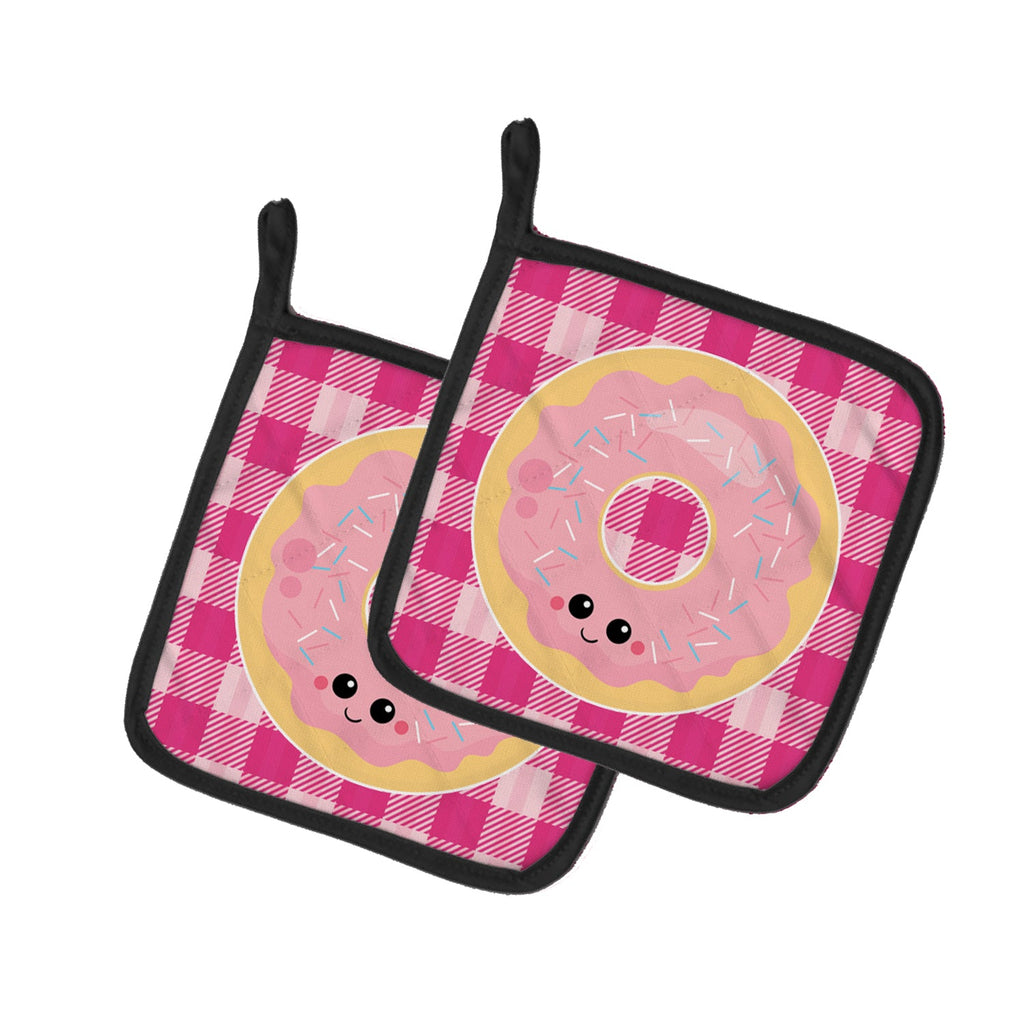 Donut Face Pot Holder Set of 2 Heat Resistant Quilted Hot Pads 7.5 x 7.5 Inch, Insulated Kitchen Trivets for Cooking & Baking