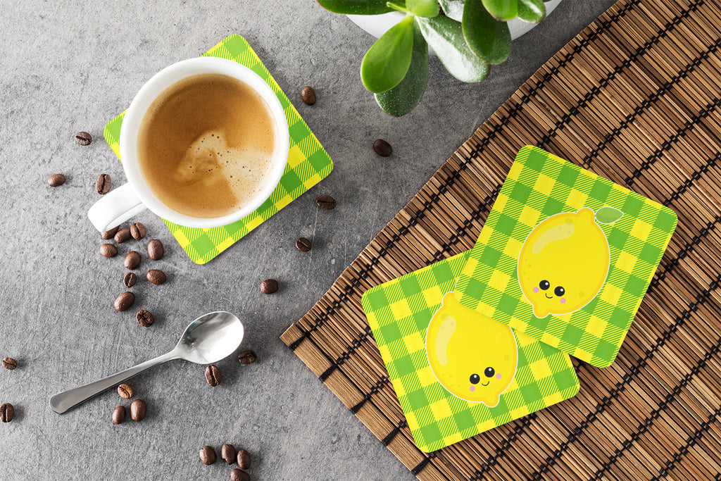 Lemon Face Foam Coasters Set of 4 Cup Coasters for Indoor Outdoor, Tabletop Protection, Anti Slip, Mouse pad Material