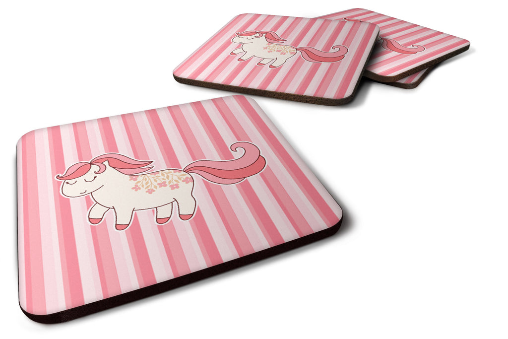 Little Pink Pony Foam Coasters Set of 4 Cup Coasters for Indoor Outdoor, Tabletop Protection, Anti Slip, Mouse pad Material