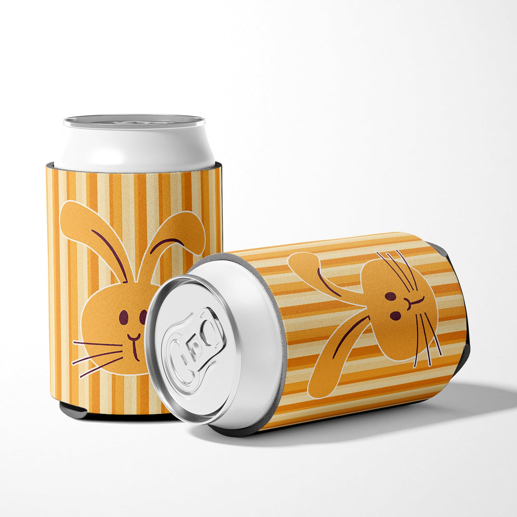 Rabbit on Stripes Can or Bottle Hugger Cooler Sleeve for Standard 12 oz Cans, Insulated Foam Beer & Soda Can Hugger Reusable