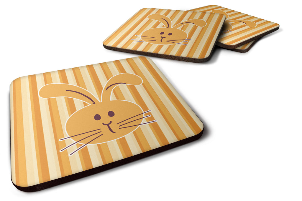 Rabbit on Stripes Foam Coasters Set of 4 Cup Coasters for Indoor Outdoor, Tabletop Protection, Anti Slip, Mouse pad Material