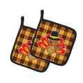 Thanksgiving Turkey Wink Pot Holder Set of 2 Heat Resistant Quilted Hot Pads 7.5 x 7.5 Inch, Insulated Kitchen Trivets for Cooking & Baking