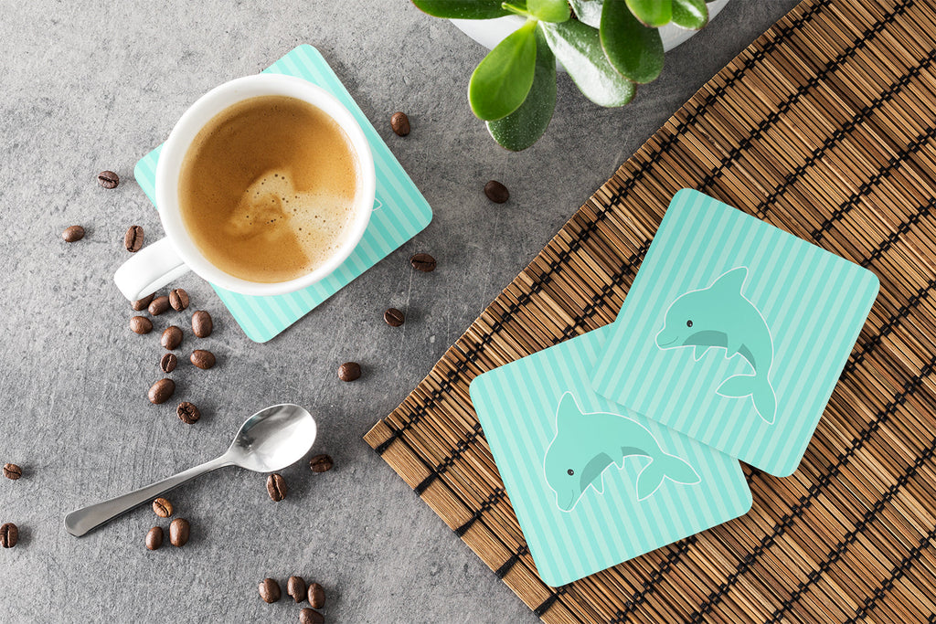 Dolphin Foam Coasters Set of 4 Cup Coasters for Indoor Outdoor, Tabletop Protection, Anti Slip, Mouse pad Material