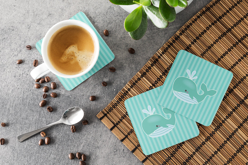 Whale Foam Coasters Set of 4 Cup Coasters for Indoor Outdoor, Tabletop Protection, Anti Slip, Mouse pad Material