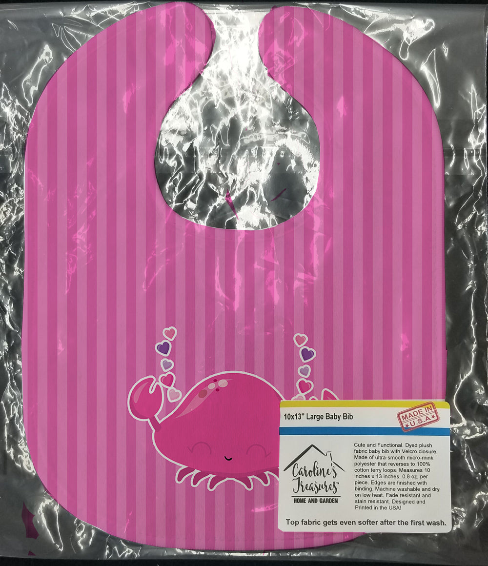 Pink Crab Baby Bib Easy-Clean Baby Bib Baby Feeding Accessory Baby Mealtime Essential, 10 x 13, Multicolor