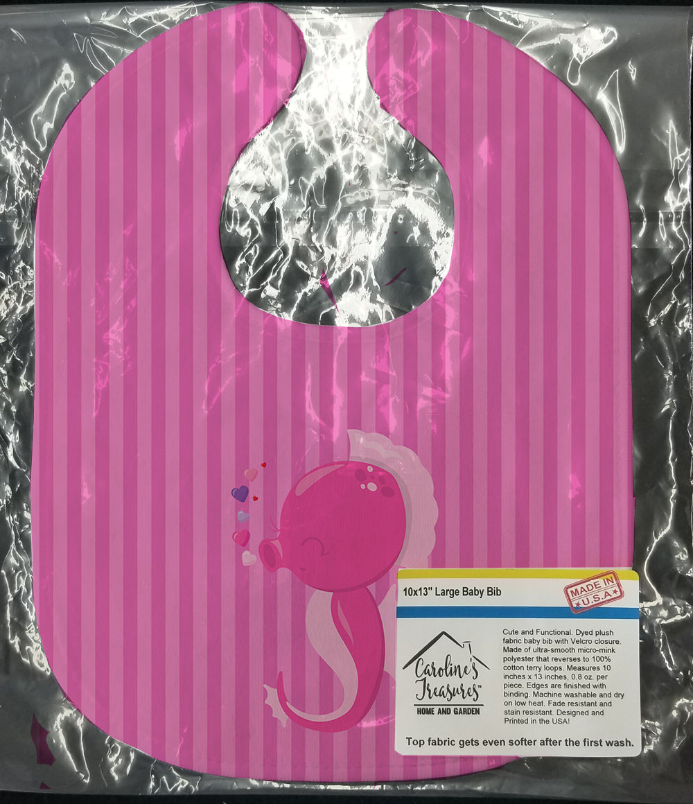 Pink Seahorse Baby Bib Easy-Clean Baby Bib Baby Feeding Accessory Baby Mealtime Essential, 10 x 13, Multicolor