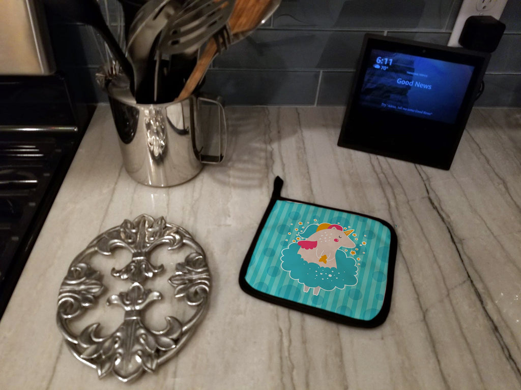 Unicorn Ballerina Pot Holder Set of 2 Heat Resistant Quilted Hot Pads 7.5 x 7.5 Inch, Insulated Kitchen Trivets for Cooking & Baking