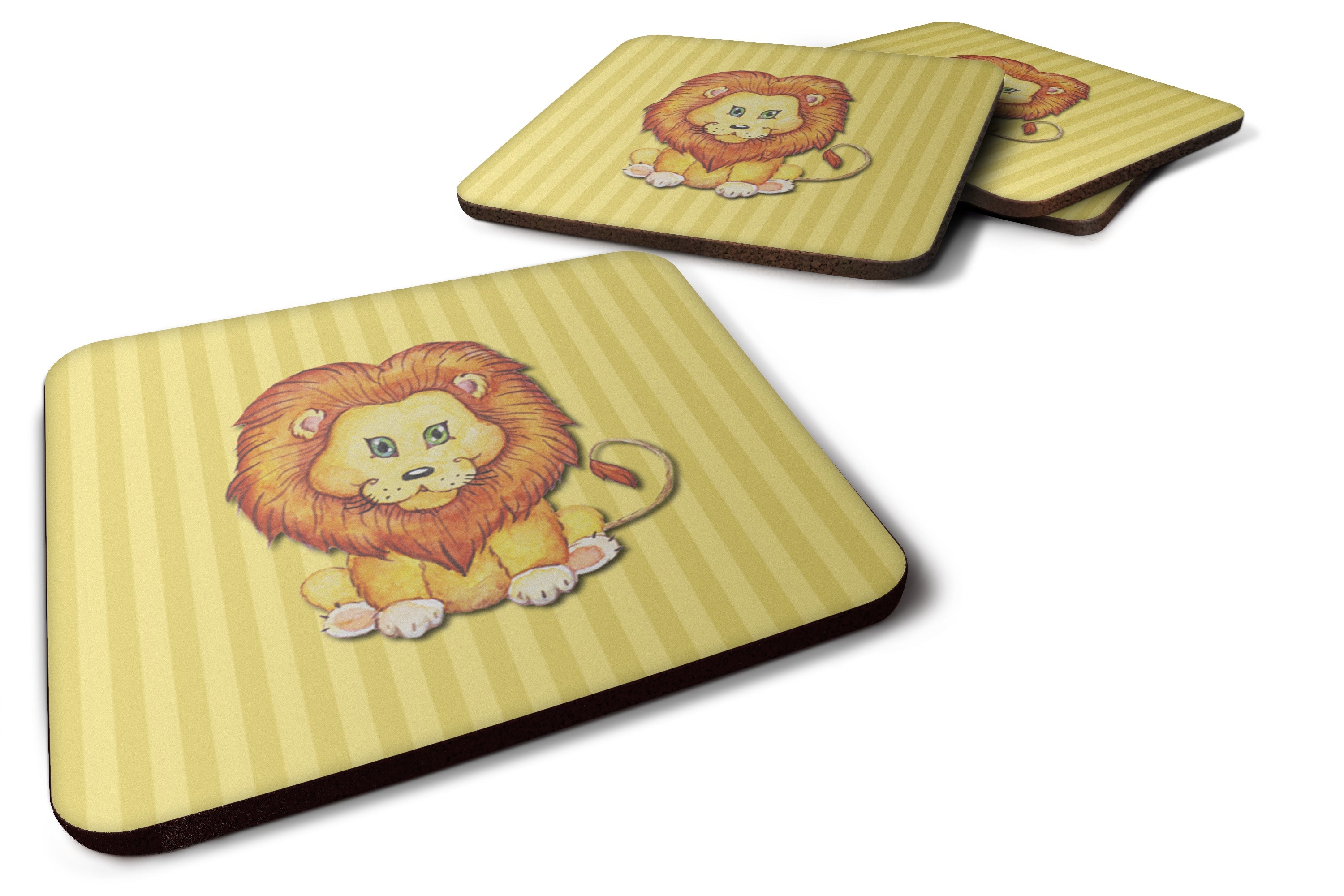 Lion Foam Coasters Set of 4 Cup Coasters for Indoor Outdoor, Tabletop Protection, Anti Slip, Mouse pad Material