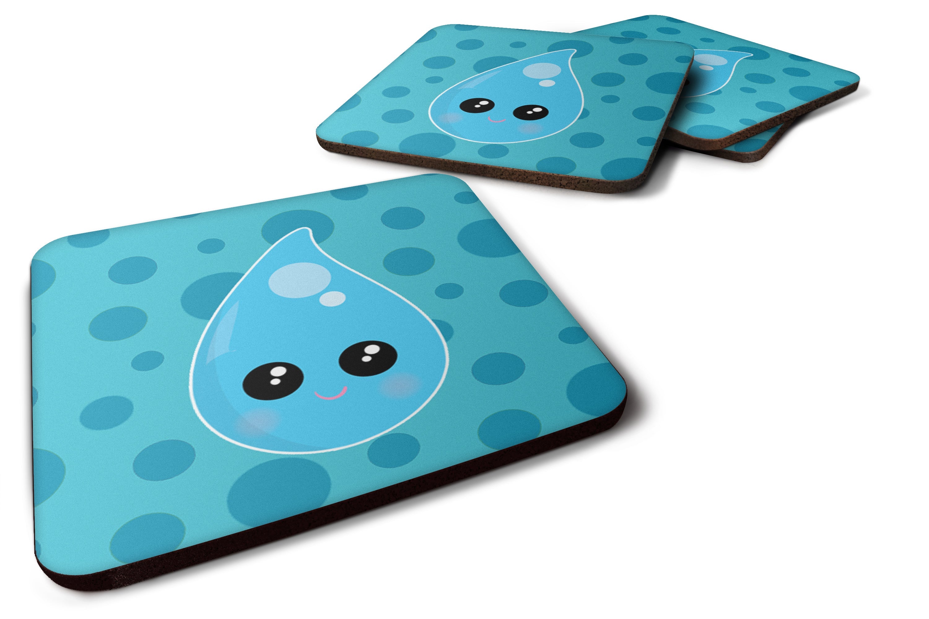 Weather Rain Drop Face Foam Coasters Set of 4 Cup Coasters for Indoor Outdoor, Tabletop Protection, Anti Slip, Mouse pad Material