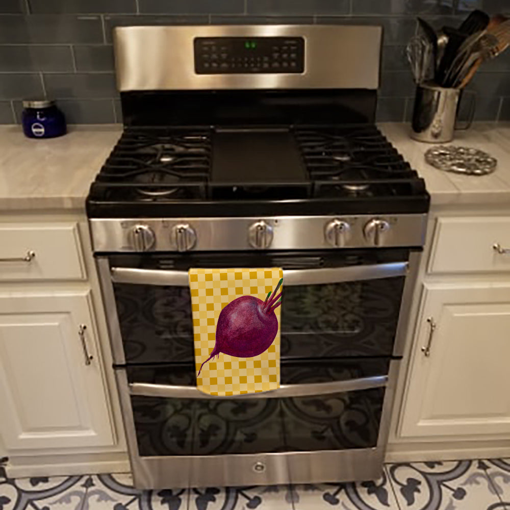 Beet Root on Basketweave Kitchen Towel Velour Plush Front and Cotton Loop Back Machine Washable