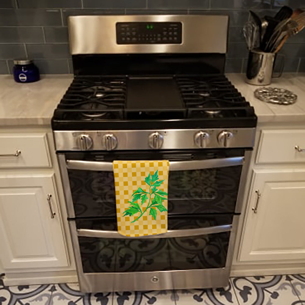 Celery on Basketweave Kitchen Towel Velour Plush Front and Cotton Loop Back Machine Washable