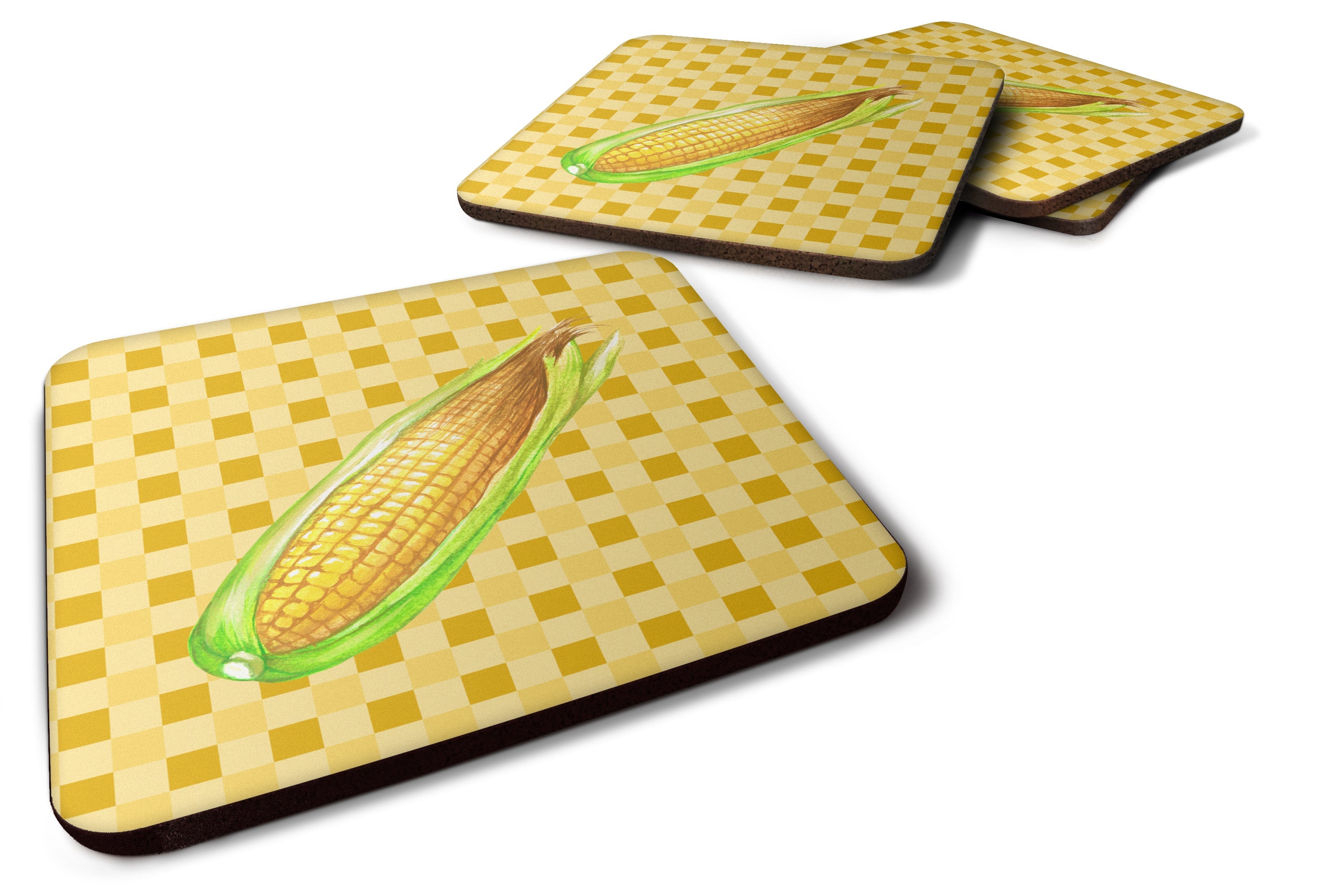 Corn on Basketweave Foam Coasters Set of 4 Cup Coasters for Indoor Outdoor, Tabletop Protection, Anti Slip, Mouse pad Material