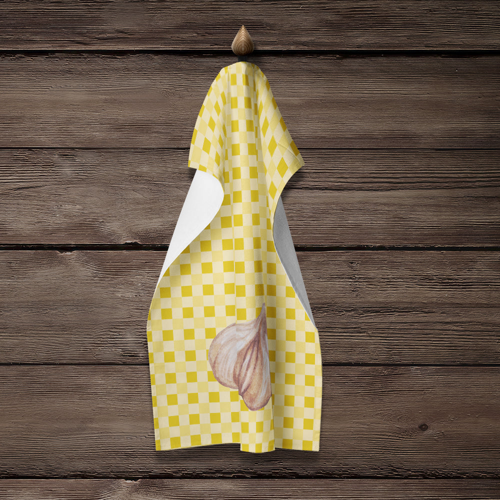 Garlic on Basketweave Kitchen Towel Velour Plush Front and Cotton Loop Back Machine Washable