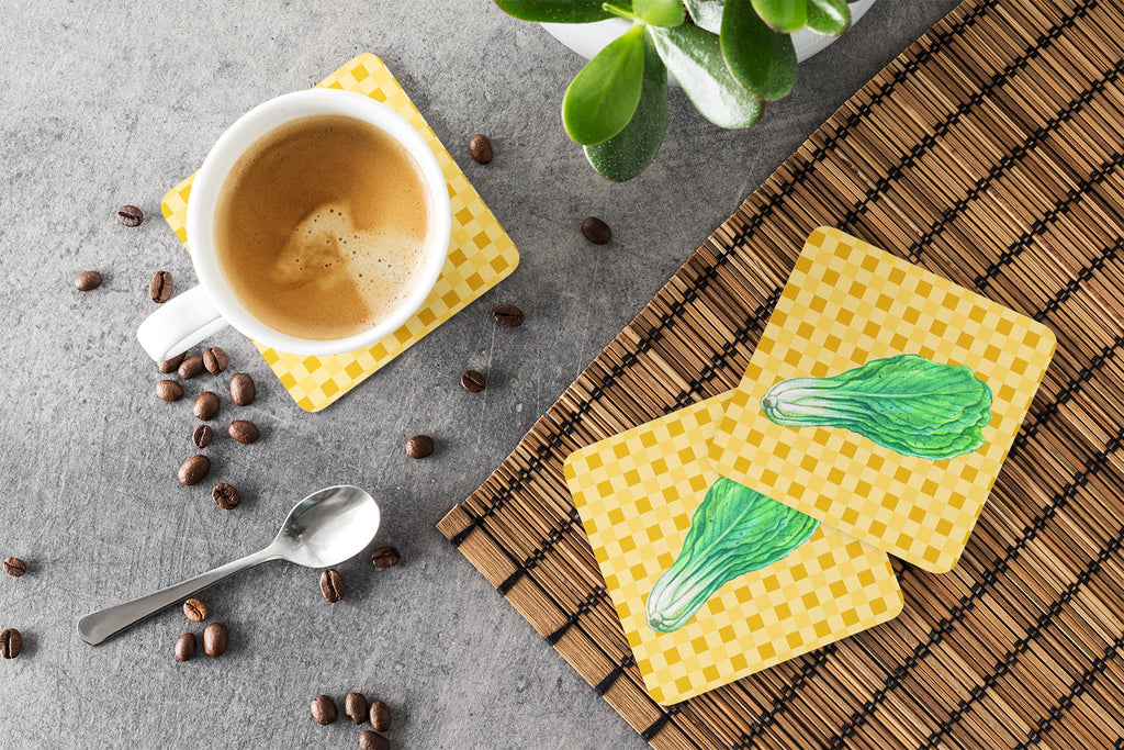 Mustard on Basketweave Foam Coasters Set of 4 Cup Coasters for Indoor Outdoor, Tabletop Protection, Anti Slip, Mouse pad Material