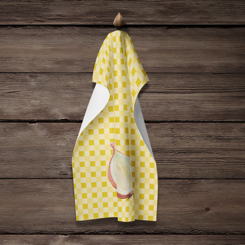 Onion on Basketweave Kitchen Towel Velour Plush Front and Cotton Loop Back Machine Washable
