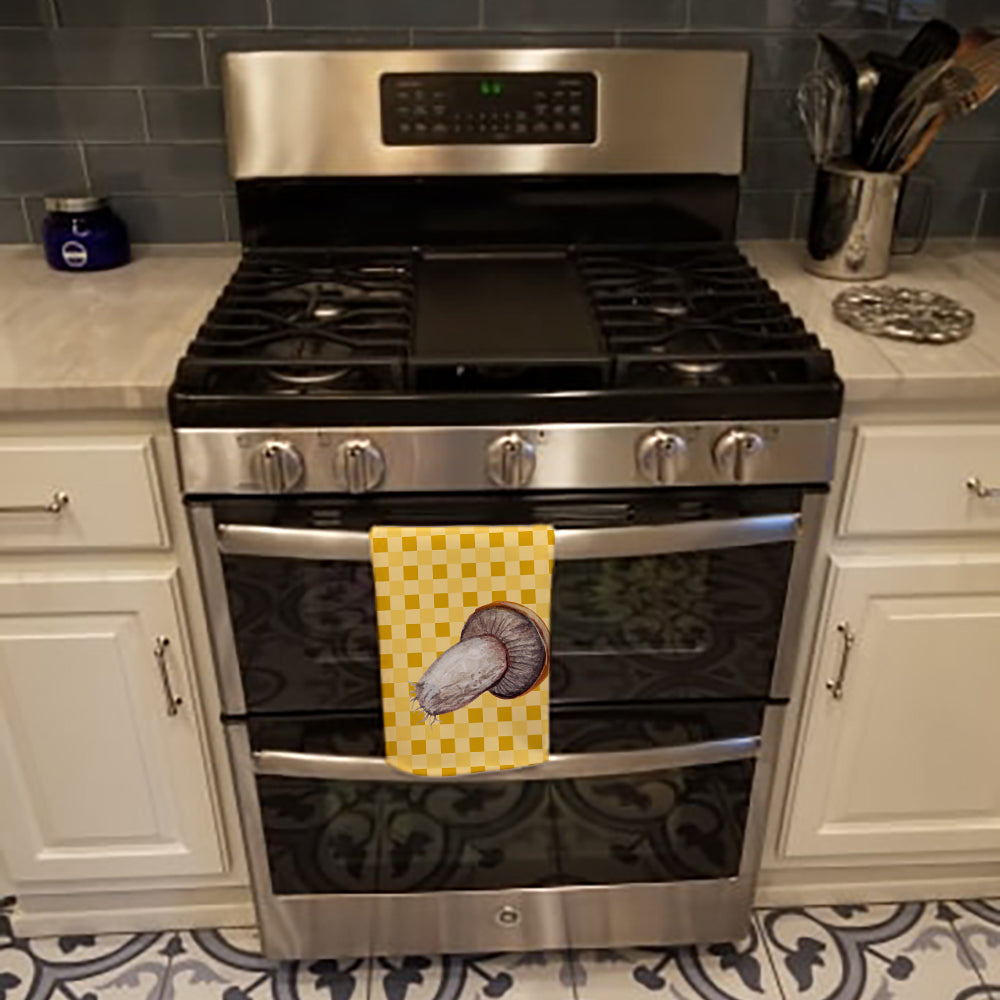 Rotkappe Mushroom on Basketweave Kitchen Towel Velour Plush Front and Cotton Loop Back Machine Washable