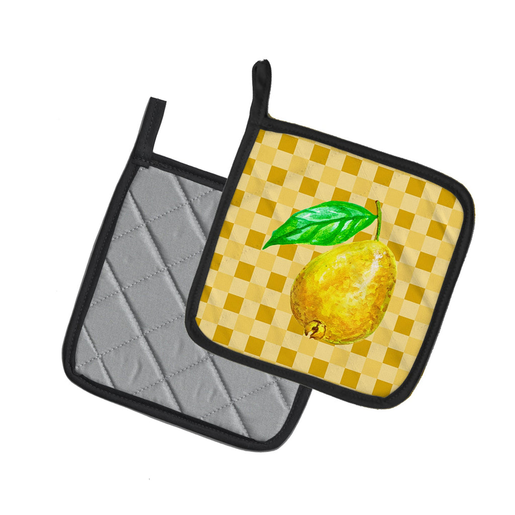 Guava on Basketweave Pot Holder Set of 2 Heat Resistant Quilted Hot Pads 7.5 x 7.5 Inch, Insulated Kitchen Trivets for Cooking & Baking