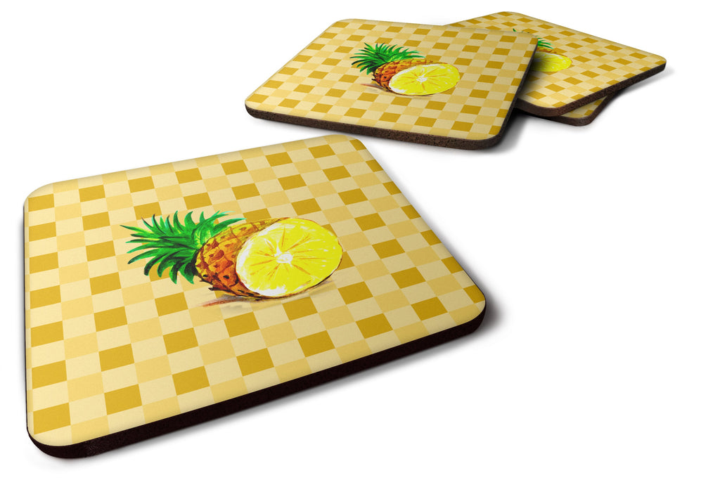Top of Pineapple Cut on Basketweave Foam Coasters Set of 4 Cup Coasters for Indoor Outdoor, Tabletop Protection, Anti Slip, Mouse pad Material