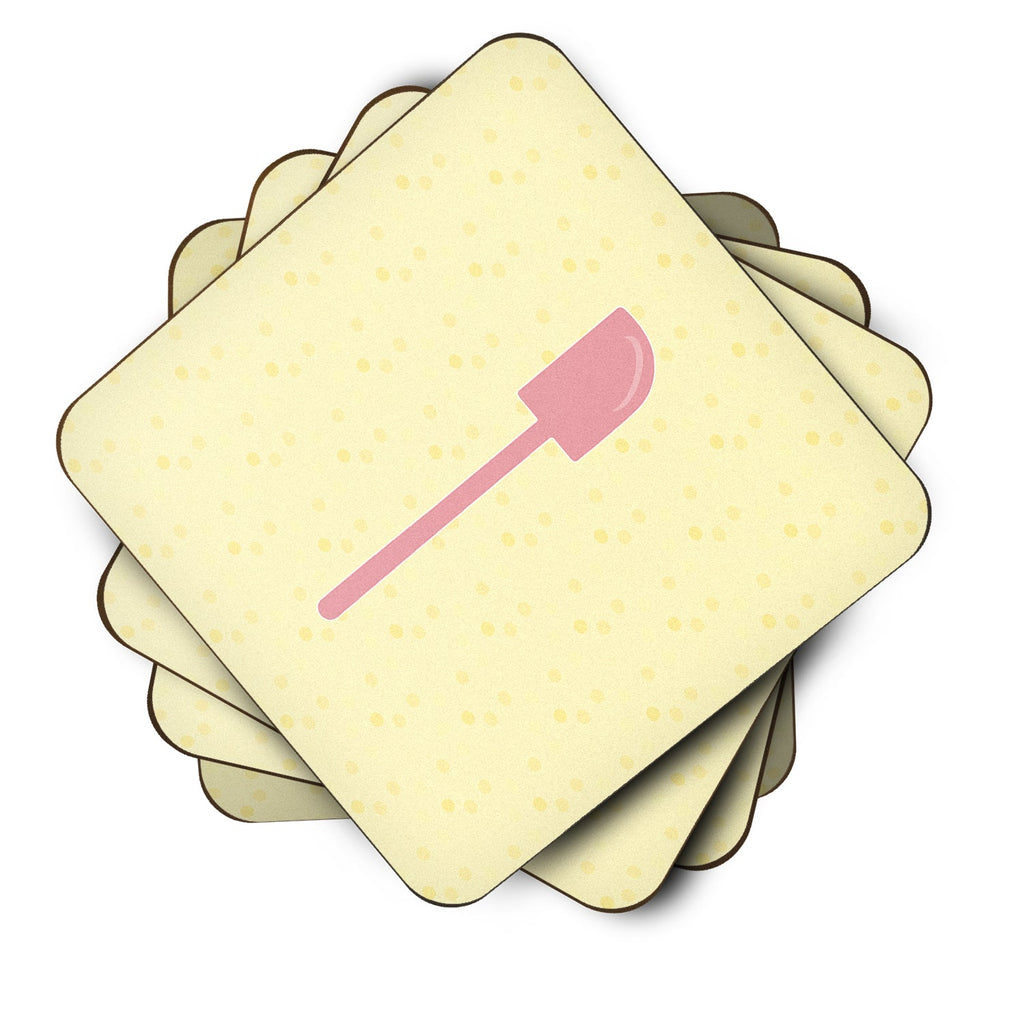 Spatula on Yellow Foam Coasters Set of 4 Cup Coasters for Indoor Outdoor, Tabletop Protection, Anti Slip, Mouse pad Material
