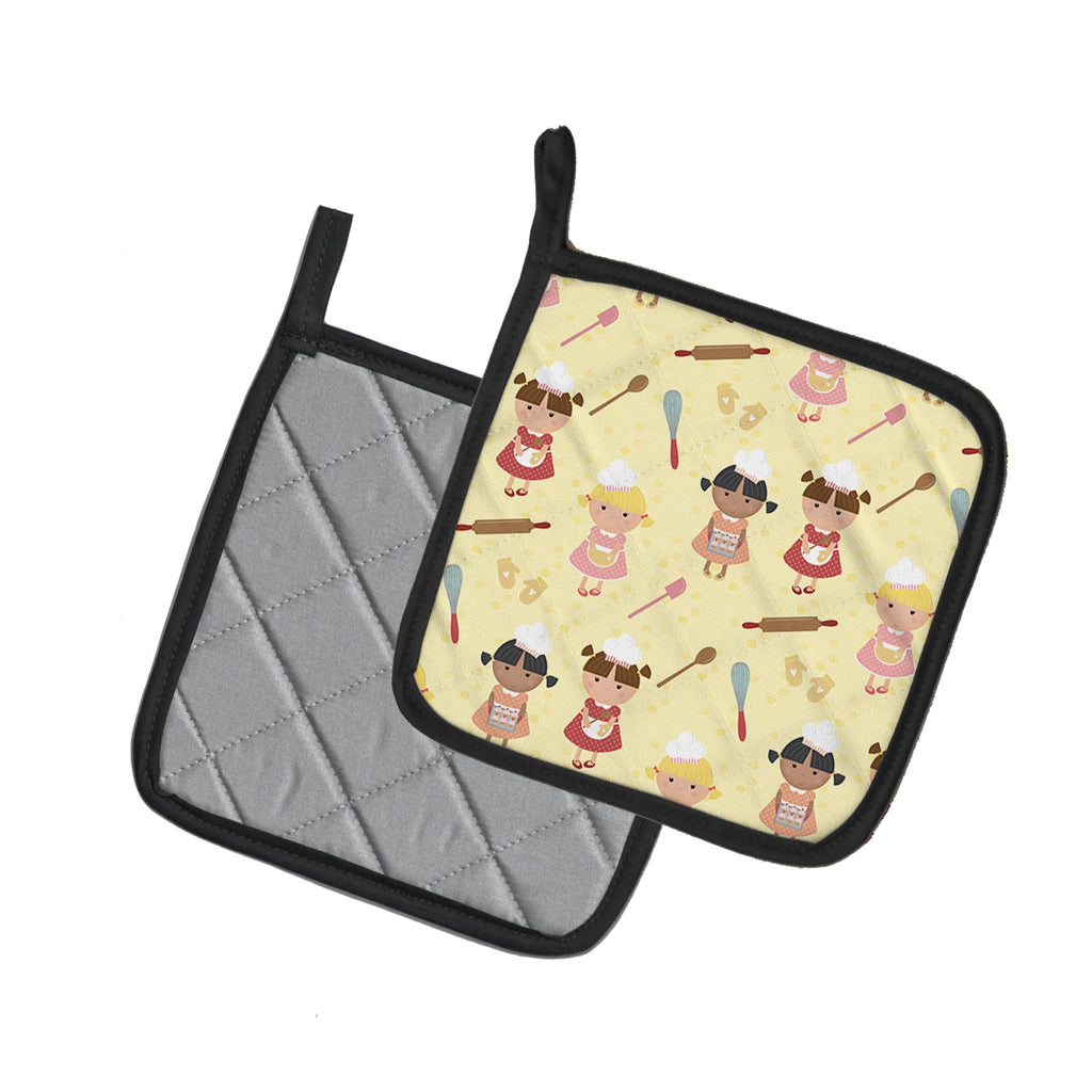 Bakers Delight on Yellow Pot Holder Set of 2 Heat Resistant Quilted Hot Pads 7.5 x 7.5 Inch, Insulated Kitchen Trivets for Cooking & Baking