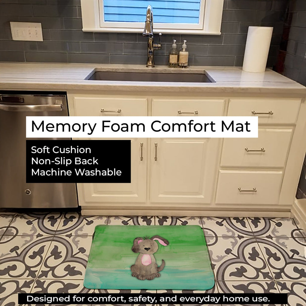 Dog Teal and Green Watercolor Memory Foam Kitchen Mat Machine Washable Anti-Fatigue Cushion Comfort Bath or Kitchen Rug