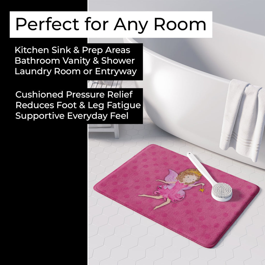 Fairy Princess Watercolor Memory Foam Kitchen Mat Machine Washable Anti-Fatigue Cushion Comfort Bath or Kitchen Rug