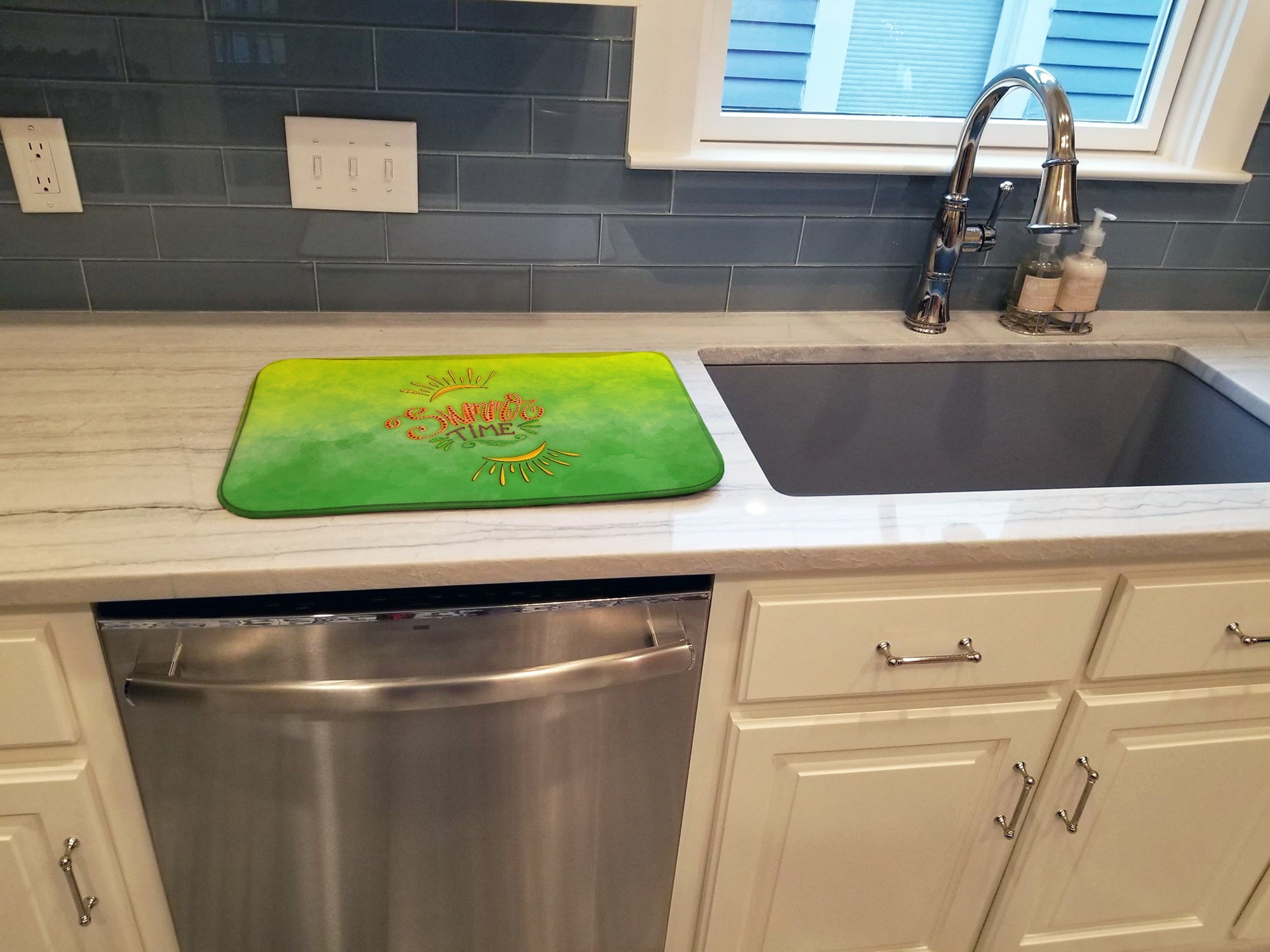 Summer Time Dish Drying Mat Absorbent Dish Drying Mat Pad for Kitchen Counter Dish Drainer Mat for Countertop, 14 x 21", Multicolor