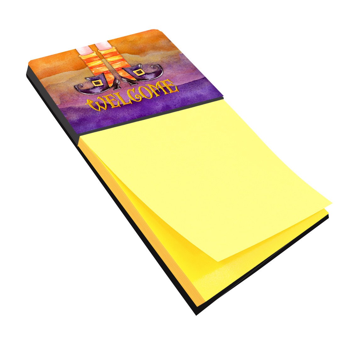 Halloween Welcome Witches Feet Watercolor Sticky Note Holder Refillable Dispenser Desk Accessory 3x3 Pad Gift