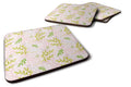 Watercolor Leaves Pink Foam Coasters Set of 4 Cup Coasters for Indoor Outdoor, Tabletop Protection, Anti Slip, Mouse pad Material