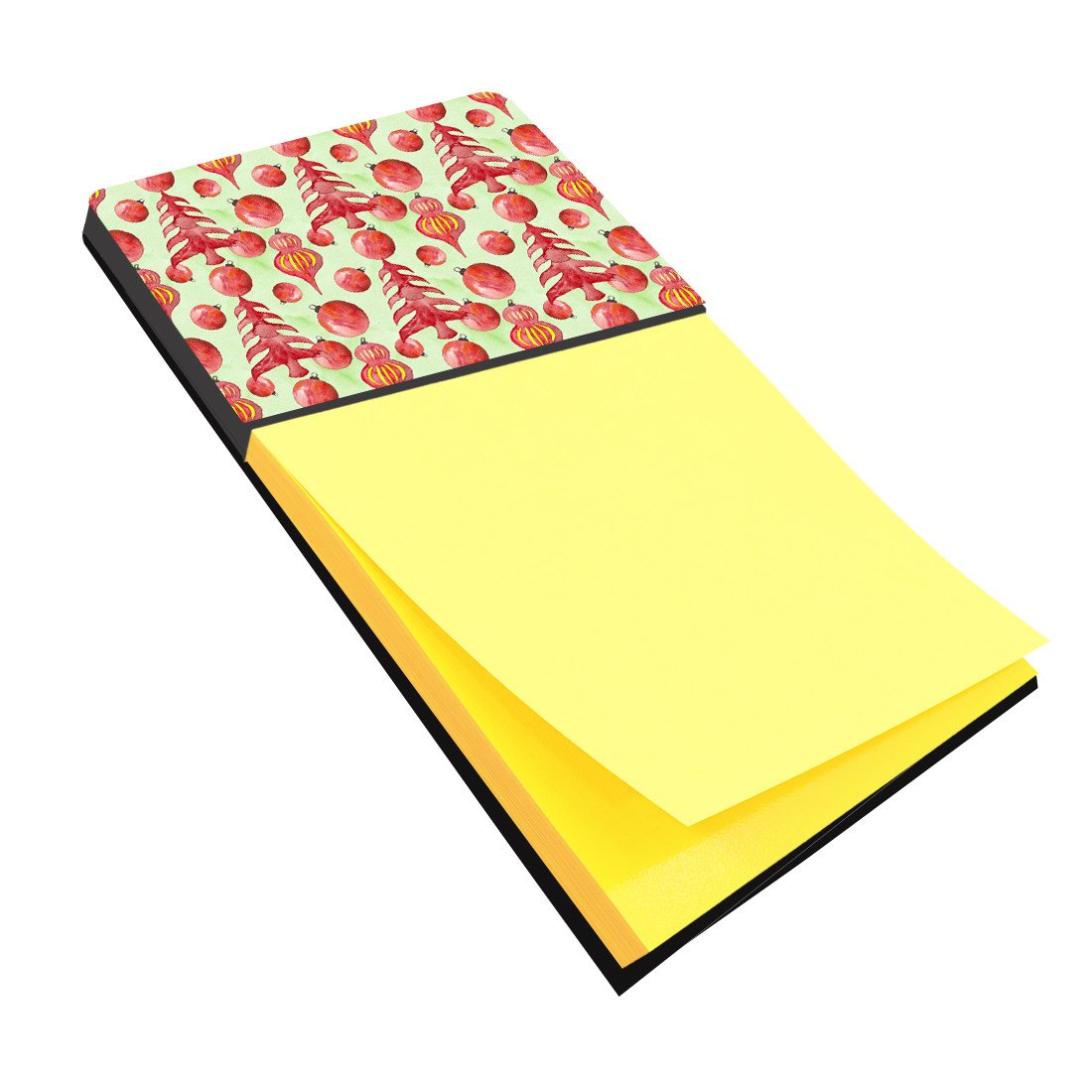 Red Christmas Tree and Ornaments Watercolor Sticky Note Holder Refillable Dispenser Desk Accessory 3x3 Pad Gift
