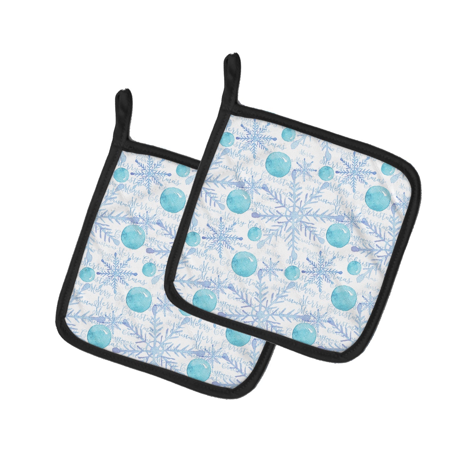 Winter Snowflakes on White Pot Holder Set of 2 Heat Resistant Quilted Hot Pads 7.5 x 7.5 Inch, Insulated Kitchen Trivets for Cooking & Baking