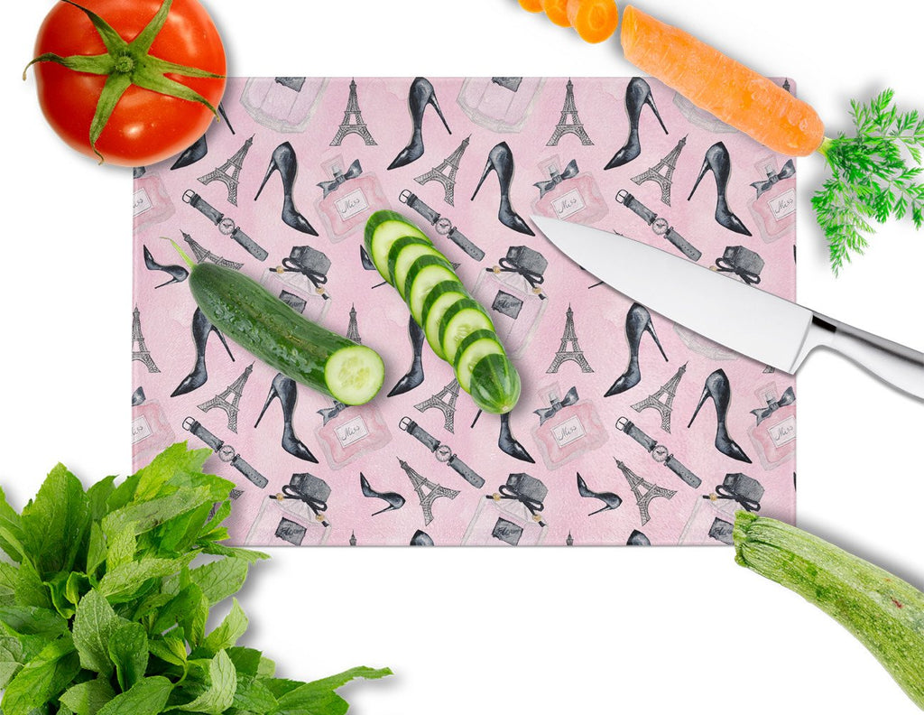 Watercolor Fashion Diva Shoes and accessories Cutting Board Tempered Glass Kitchen Cutting Surface, Heat Resistant Chopping, Non-Slip Feet, Food Prep & Serving